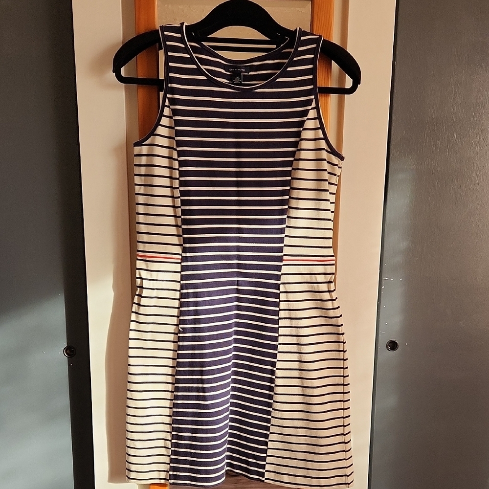Tommy Hilfiger Blue and White Fit and Flare Mini Dress